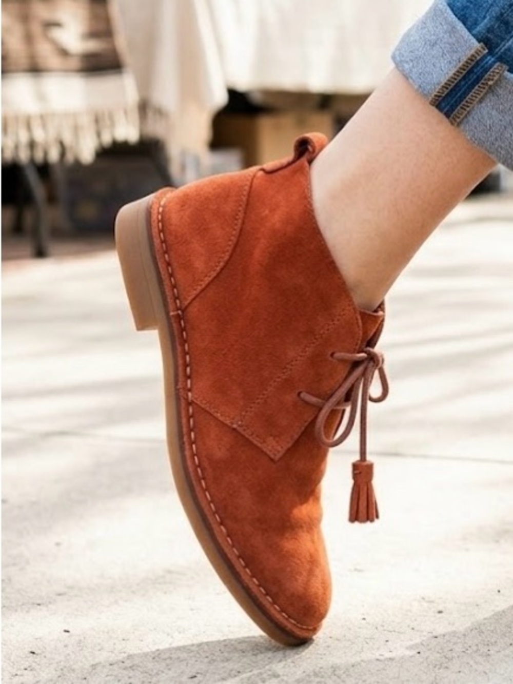 Hush Puppies Rust Suede Catelyn Chukka Booties | Size 8